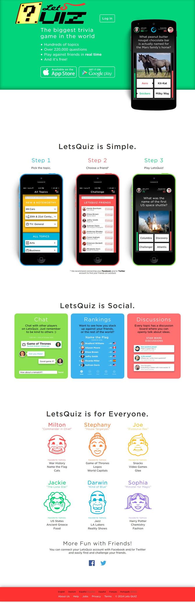 Show quizup clone