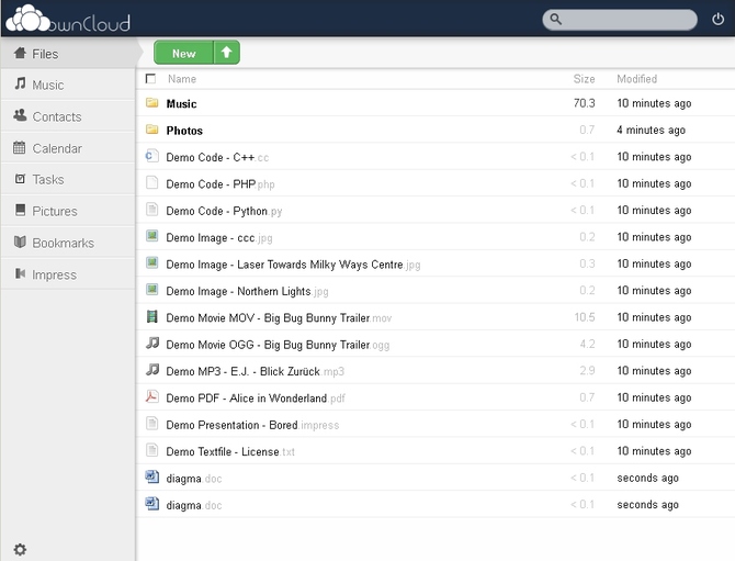 Show owncloud