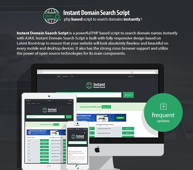 Show instant domain search script