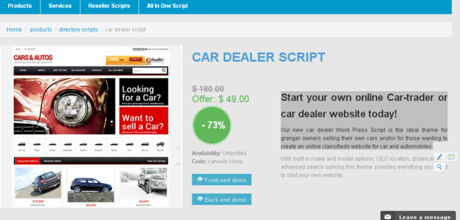 Show auto classifieds script