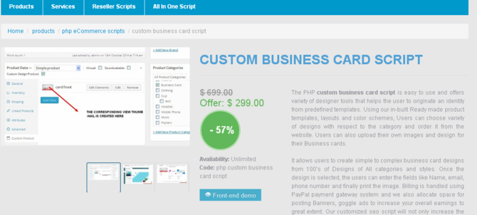 Show custom business card script