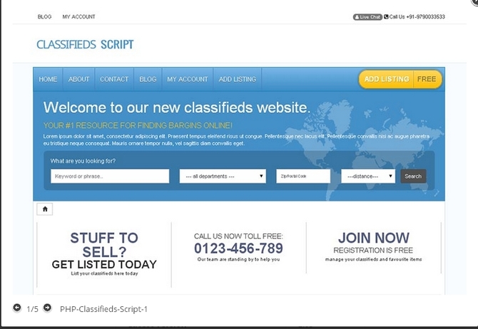 Show php classifieds script