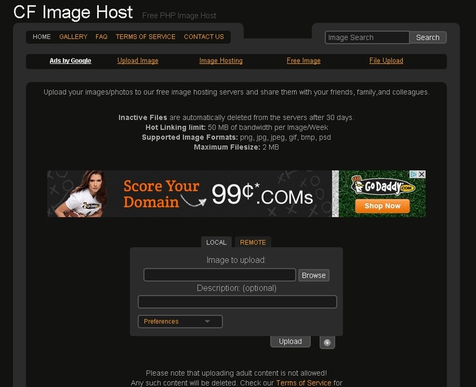 Show cf image host