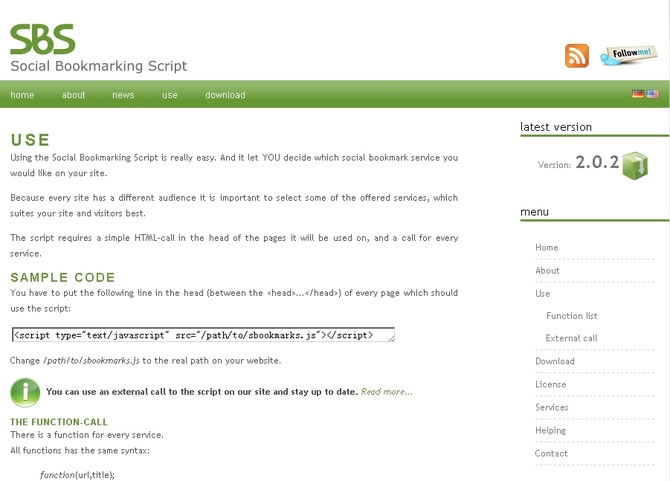 Show social bookmarking script