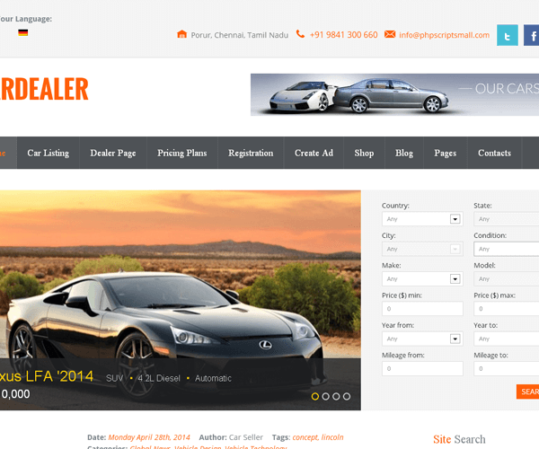 Show auto classifieds script%2c used car dealer script