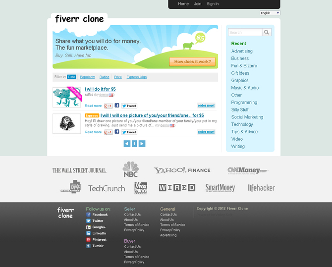 Show fiverr clone