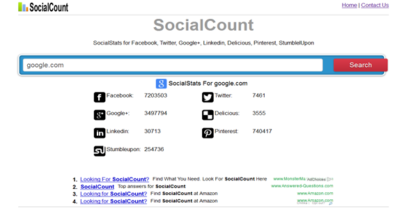 Show socialcount php script