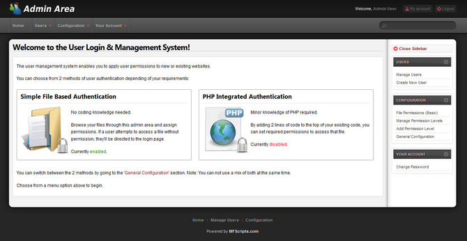 Show php user management script by mfscripts com