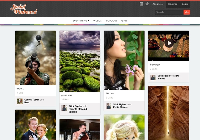 Show social pinboard