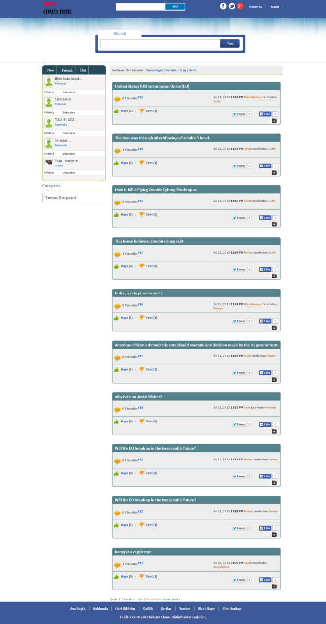 Show debate website clone