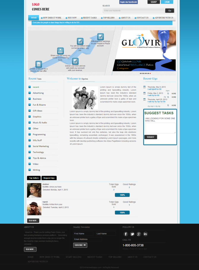 Show fiverr website clone