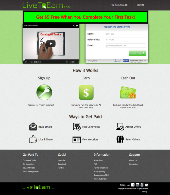 Show live to earn