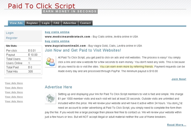 Show paid to click script