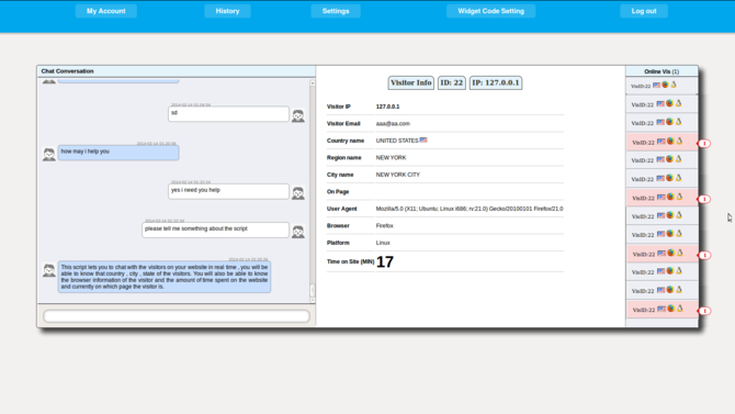 Show open source chat script (support system)