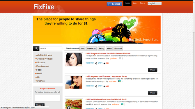 Show free fiverr clone   fixfive from script replica